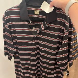 Nwt 100% polyester mens M golf polo - blue and red